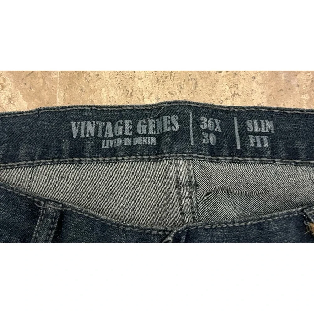 Vintage Genes 1891 Jeans Mens Slim Straight Denim Dark Blue  NWT Sz  36 x 30